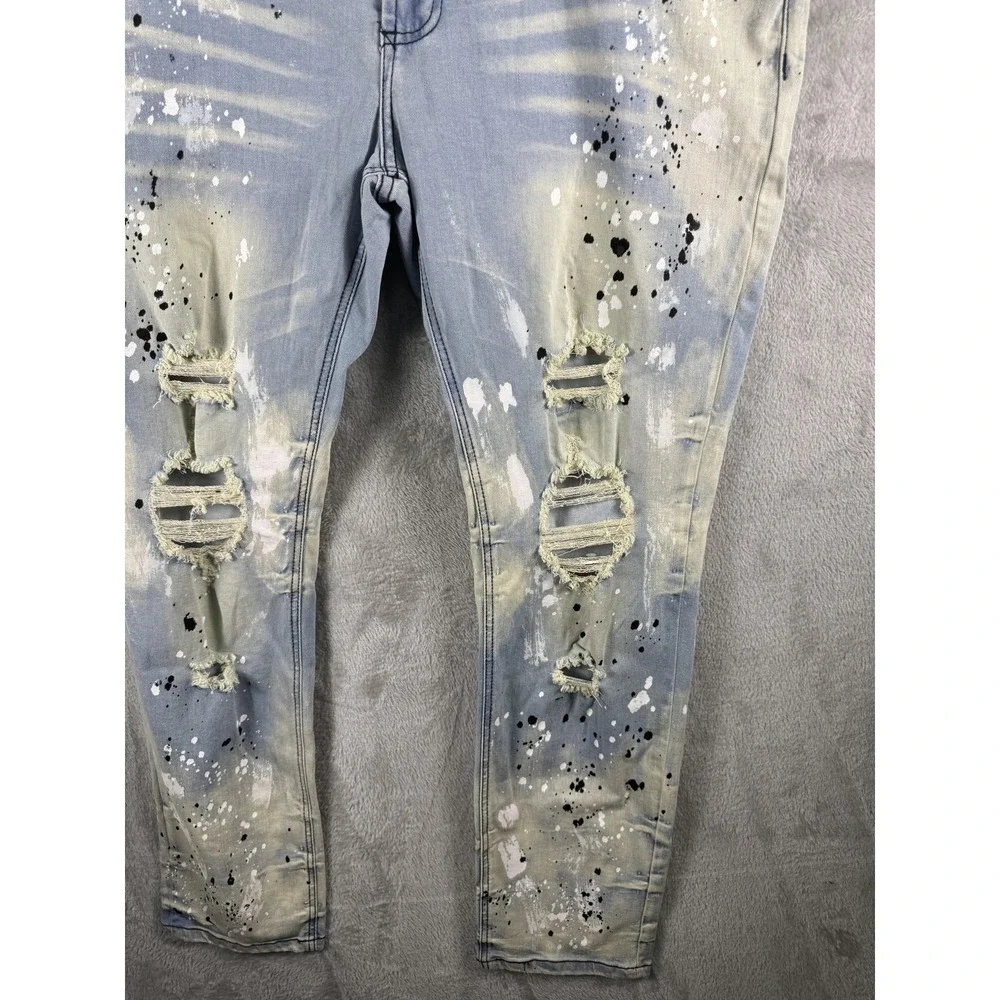 Rockstar Original Jeans Mens 40x30 Blue Distressed Skinny Denim RSM200-FABIAN